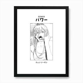 Chainsaw Man Power Black and White Art Print