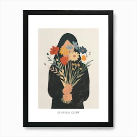 Bloom And Grow Spring Girl With Wild Flowers 6 Art Print