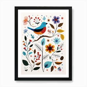 Scandinavian Bird Illustration Finch 1 Art Print