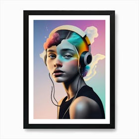 Girl With Headphones 15 Art Print