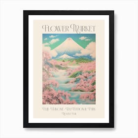 Flower Market Mount Fuji In Fuji Hakone Izu National Park, Japanese Landscape 4 Poster Art Print