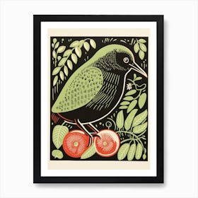 Vintage Bird Linocut Kiwi 5 Art Print