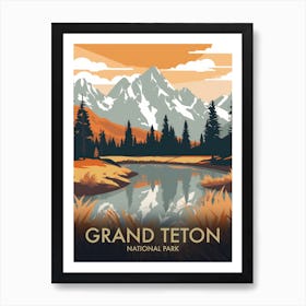 Teton National Park Vintage Travel Poster 2 Art Print