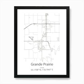 Grande Prairie,Canada Minimalist Map Art Print