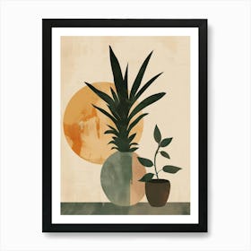 Pineapple Tree Minimal Japandi Illustration 1 Art Print