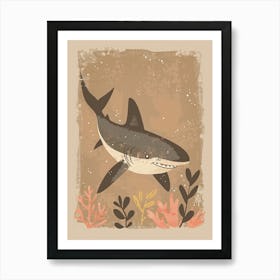 Cute Muted Pastels Shark & Coral 1 Art Print