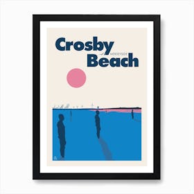 Crosby Beach, Travel Art (Blue) Art Print