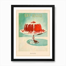 Red Jelly With Cherries Vintage Cookbook Style Illustration Poster Art Print