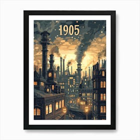 Aihrgdesign A Nostalgic Poster Of A 1905 City Skyline At Dusk 317eda9a B6b8 4438 8008 67f57208dbe4 2 Art Print