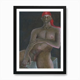 Male Nude With A Red Bandana - painting erotic homoerotic sex adult mature Anton Maliar man Art Print