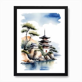 Japanese Landscape Watercolor Painting (52) 1 Art Print