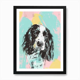 Springer Spaniel Dog Pastel Line Illustration  2 Art Print
