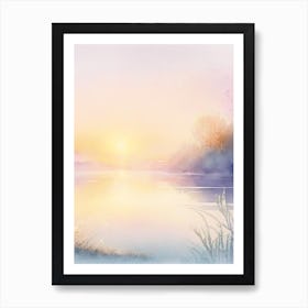 Sunrise Over Lake Waterscape Gouache 2 Art Print
