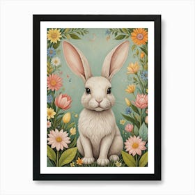 Little Floral Bunny Art Print