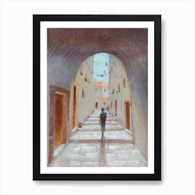 Quiet Walk In Small Streets Of Dubrovnik Art Print