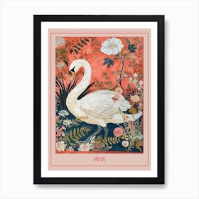 Floral Animal Painting Swan 1 Poster Art Print