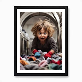 Child In Laundry Room Art Print