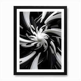 Oscillation Abstract Black And White 7 Art Print