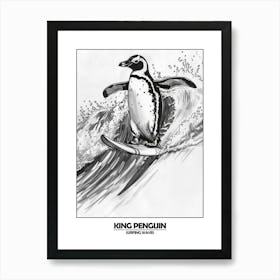 Penguin Surfing Waves Poster 6 Art Print