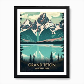 Teton National Park Vintage Travel Poster 5 Art Print