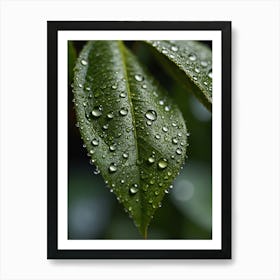 Raindrops On A Leaf Art Print