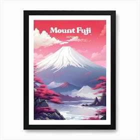 Mount Fuji Japan Climbing Travel Illustration Art Print