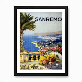 Vintage Sanremo Travel Poster, Dawn Hudson Art Print