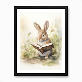 Bunny Reading Rabbit Prints Watercolour 8 Art Print
