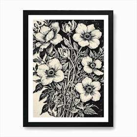 Black And White Flowers Art Print