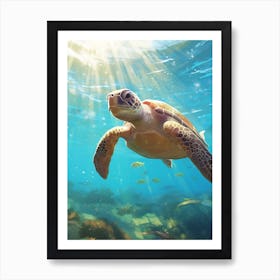 Sea Turtle Illuminated Art Print