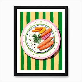 A Plate Of Carrots, Top View Food Illustration 1 Art Print