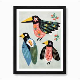 Folk Style Bird Painting Baldpate 1 Art Print