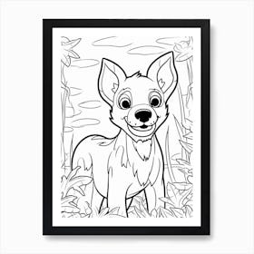 Line Art Jungle Animal Tasmanian Tiger 2 Art Print