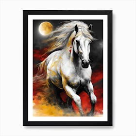 White Horse In The Moonlight 5 Art Print