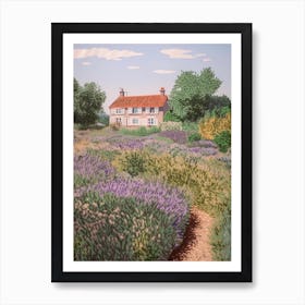Lavender Fields Country Side Summer Landscape 1 Art Print