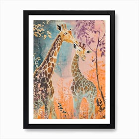 Lilac Giraffe Watercolour Style Illustration 8 Art Print