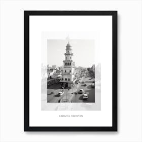 Poster Of Karachi, Pakistan, Black And White Old Photo 3 Art Print