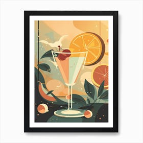 Tom Collins Cocktail Illustration 1 Art Print