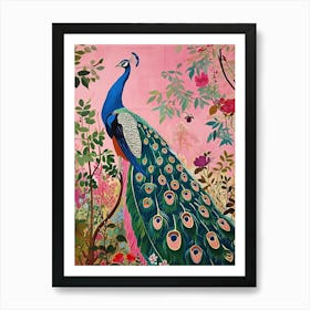 Floral Animal Painting Peacock 1 Art Print