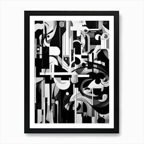 Layers Abstract Black And White 3 Art Print
