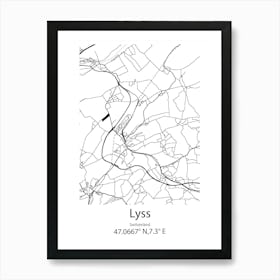 Lyss,Switzerland Minimalist Map Art Print