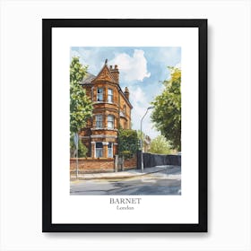 Barnet London Borough   Street Watercolour 2 Poster Art Print