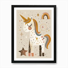 Unicorn Rainbow Doodle Illustration 1 Art Print