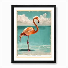 Greater Flamingo Yucatan Peninsula Mexico Tropical Illustration 2 Poster Art Print