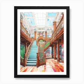 Titanic Interiors Bright Pencil Drawing 4 Art Print