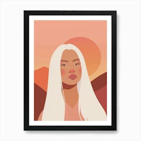 Portrait Of A Woman With White Hair Art Print