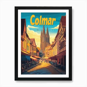 Aihrgdesign A Retro Travel Poster For Colmar Featuring The Go B499e7a8 52fa 474d 8054 Ad8e7b7c826c 2 Art Print