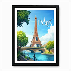 Paris France - Eiffel Tower Travel Poster Art Print