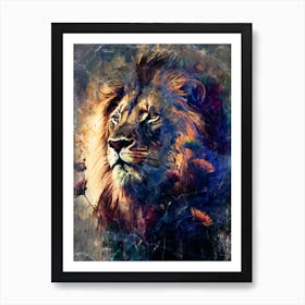 Lion Art Illustration In A Photomontage Style 02 1 Art Print