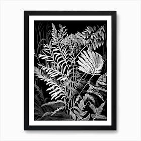 Marsh Fern Wildflower Linocut 2 Art Print